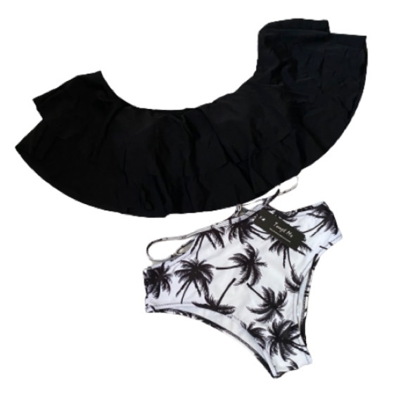 Off Shoulder Ruffle High Waisted Bikini swimsuit - Picture 6 of 6